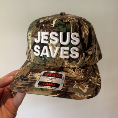 Jesus Saves Camo Hat (White Logo)