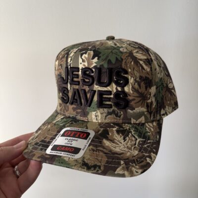 Jesus Saves Camo Hat (Black Logo)